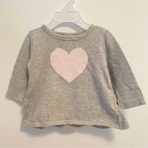 Carter's Baby Girl's Gray/ Pink Heart Long Sleeve Ruffle Back Sweater 6 Months